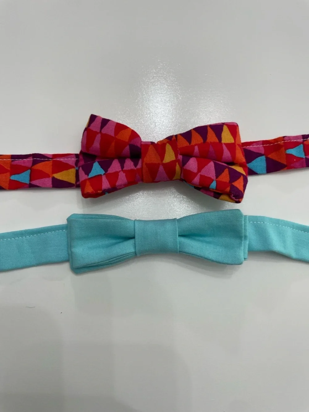 Summer Multicolor Geometric Bow Tie & Light Blue Bow Tie